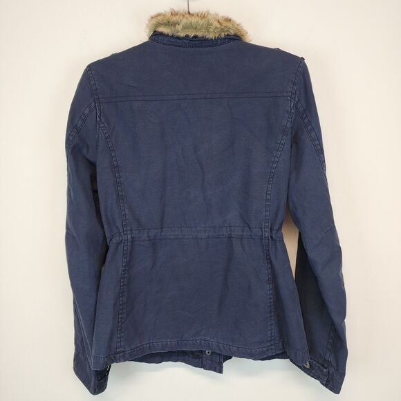 Vintage Y2K Levis Faux Fur Collar Field Jacket Size M Blue Patch Pocket Military - Picture 16 of 16
